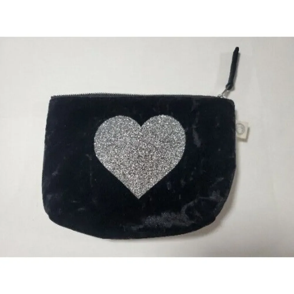 Koala Kanvas Makeup Bag Black with Silver‎ Heart